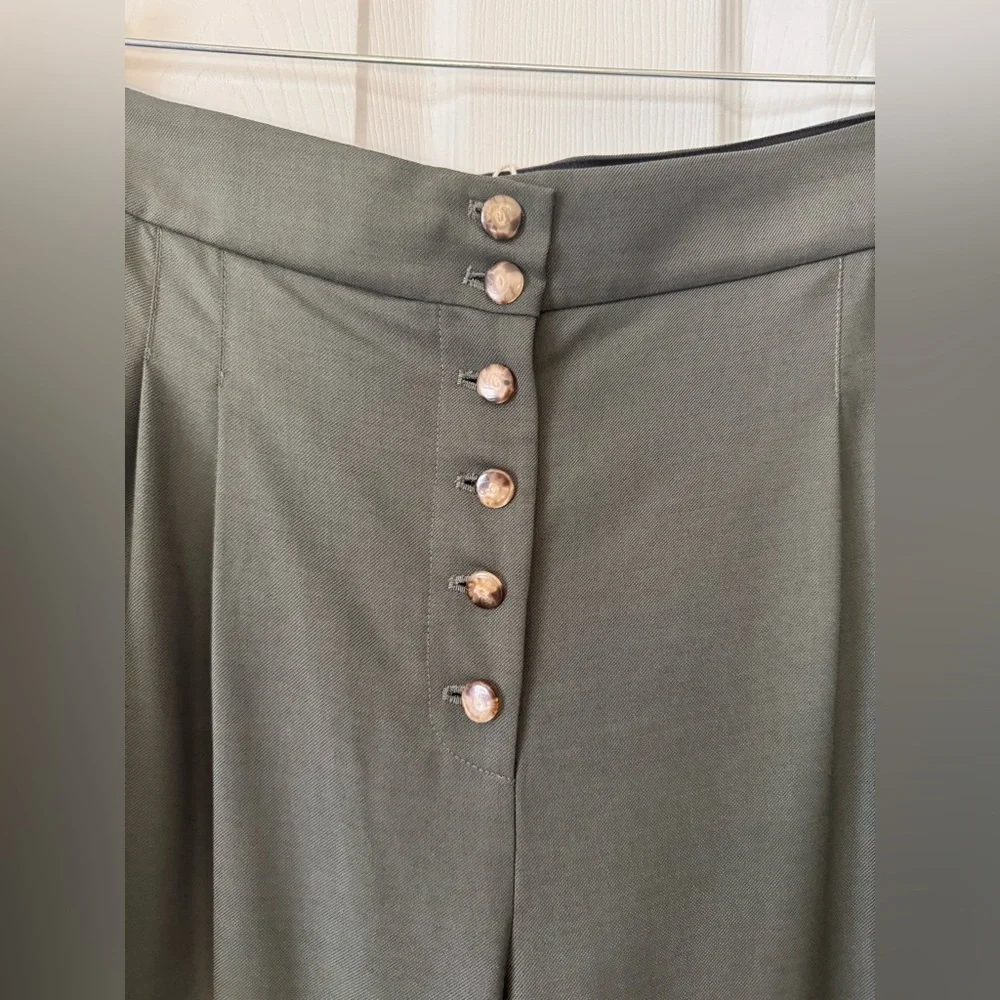 Sezane Women's NWT Cesar Olive Wide Leg trousers - Picture 3 of 8